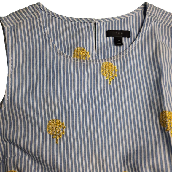 J Crew Pineapple Stripe Tie Hem Sleeveless Top SZ 14 - Picture 2 of 8